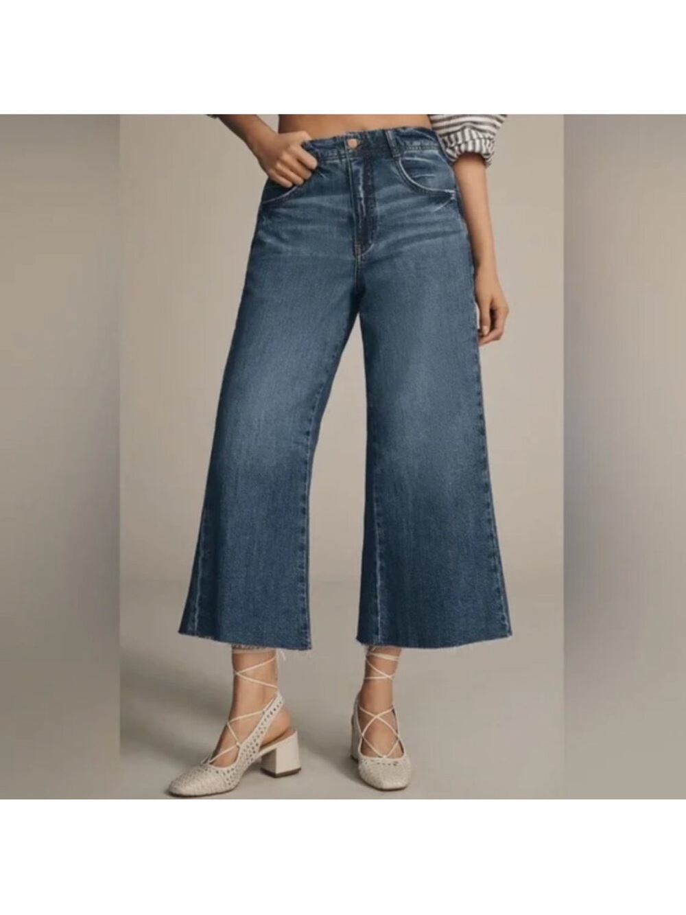 Adi Crop Mid-Rise Flare Jeans by Pilcro Anthropologie